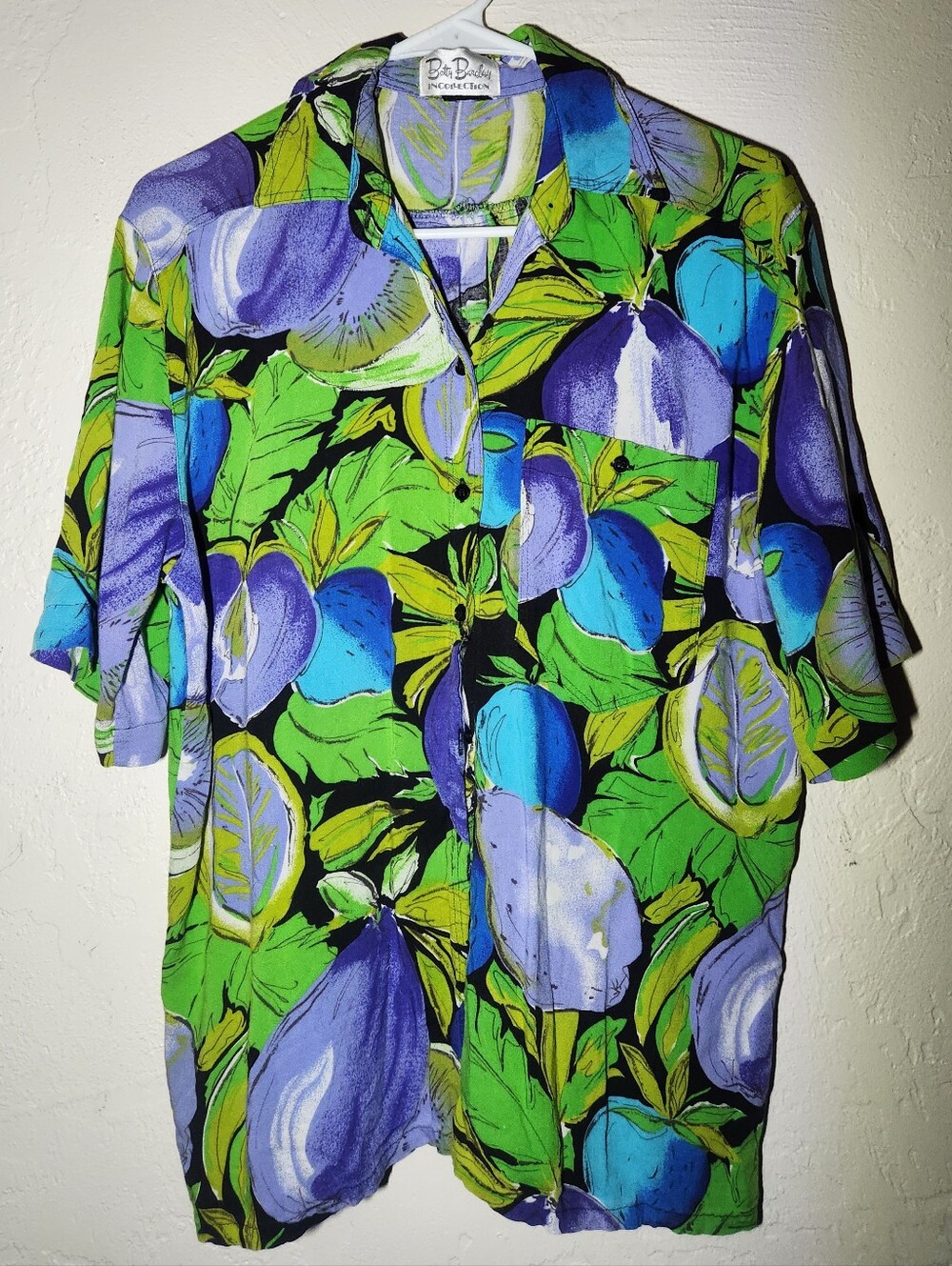 Vintage Betty Barclay Womens Size Medium Vibrant Floral-Print Button-Down Shirt